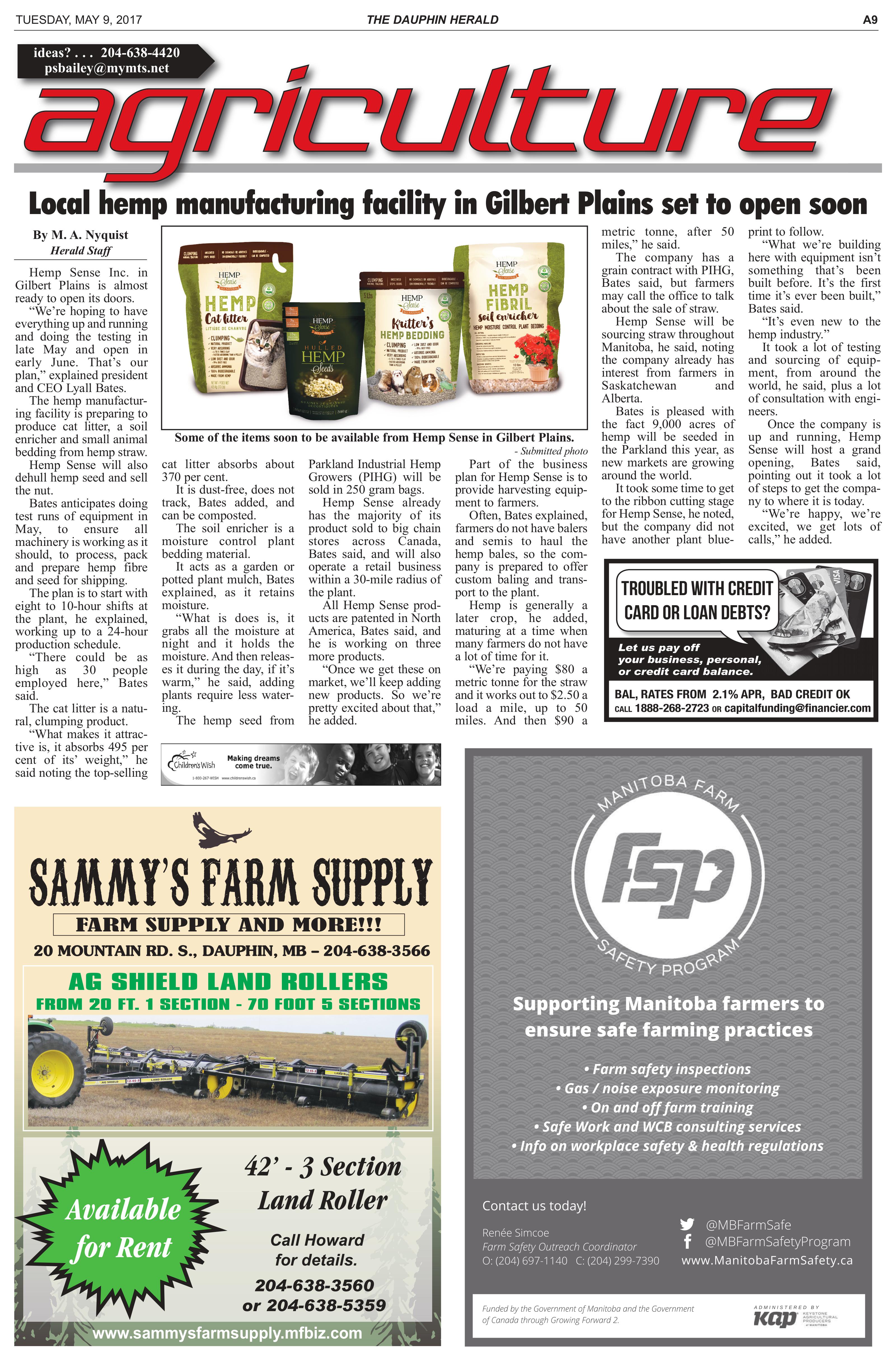 Dauphin Herald – Local hemp manufacturing facility in Gilbert Plains ...